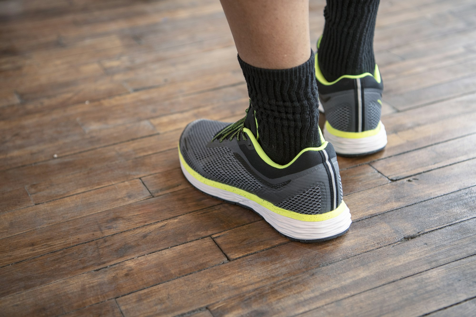 Sport shoes on wooden floor